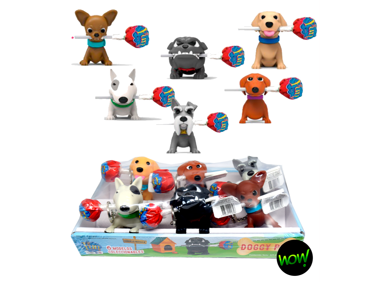 DOGGY POP - LLAVERO PERRITO CON CHUPETIN X6