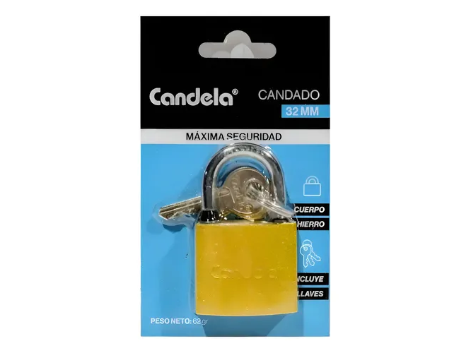 CANDADO DE HIERRO 32mm CANDELA EN BLISTER