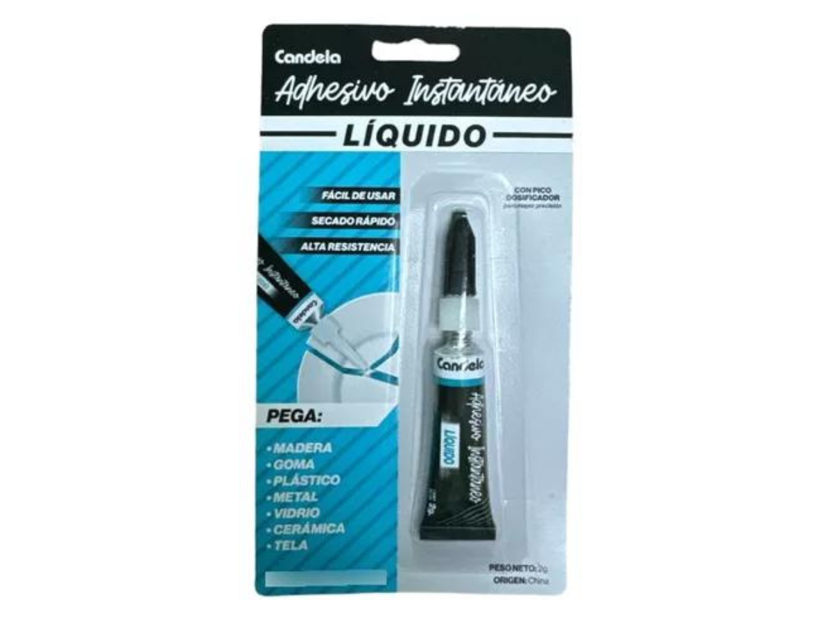 ADHESIVO INSTANTANEO LIQUIDO CANDELA - POTE 2G TIRA 6 UNIDADES