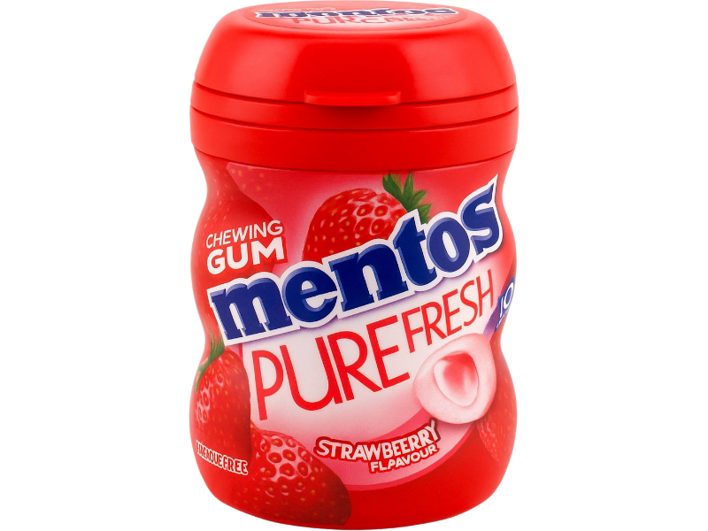 MENTOS GUM - CHICLES FRUTILLA PACK x 6