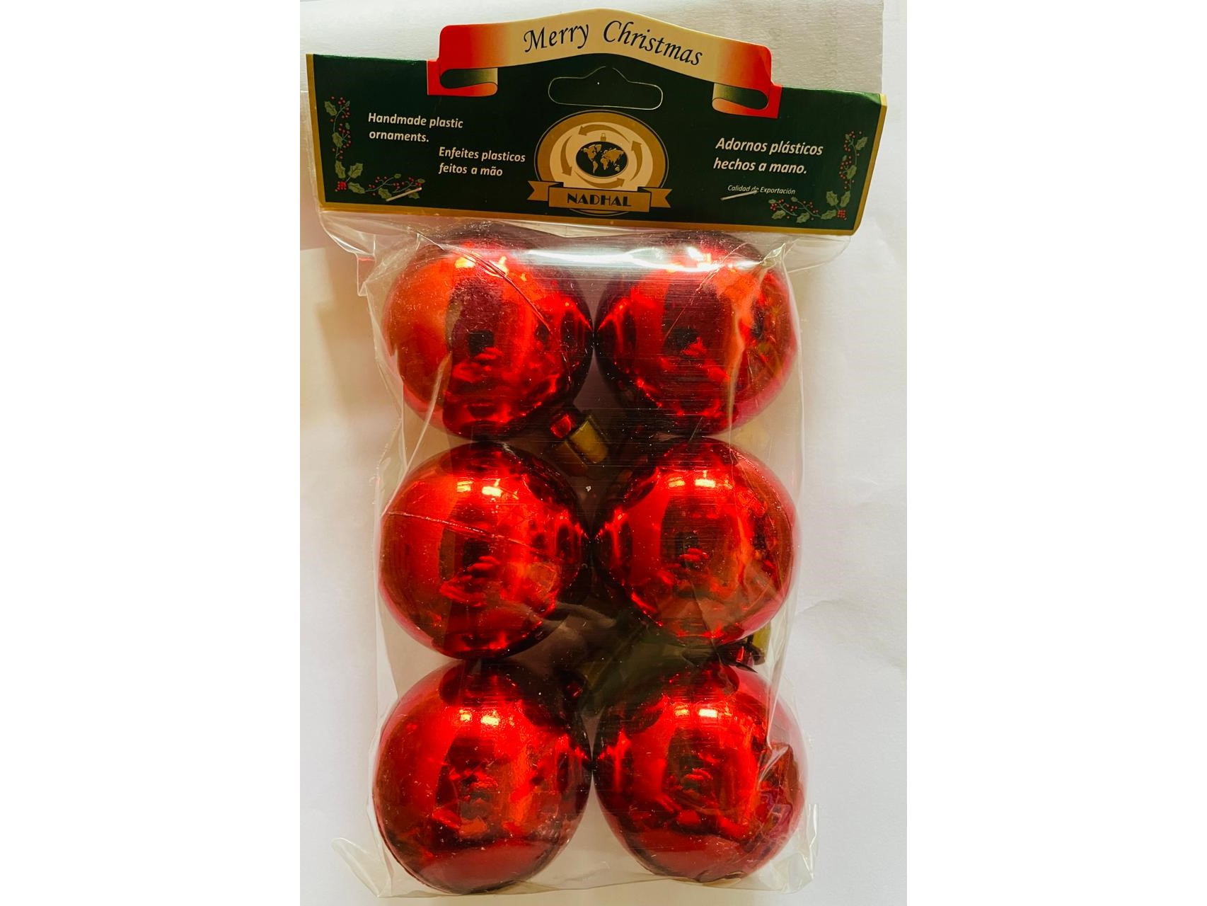 NAVIDAD GLOBO LISO BRILLANTE 50MM X6 - COD. 305