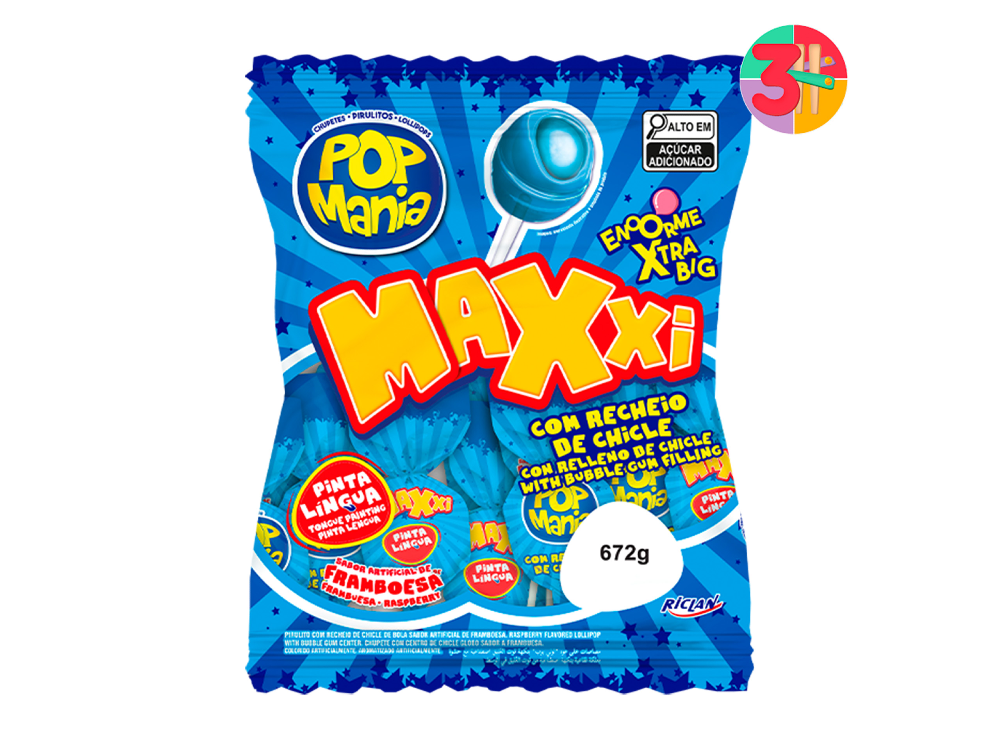 CHUPETIN POP MANIA MAXXI FRAMBUESA - BOLSA X24