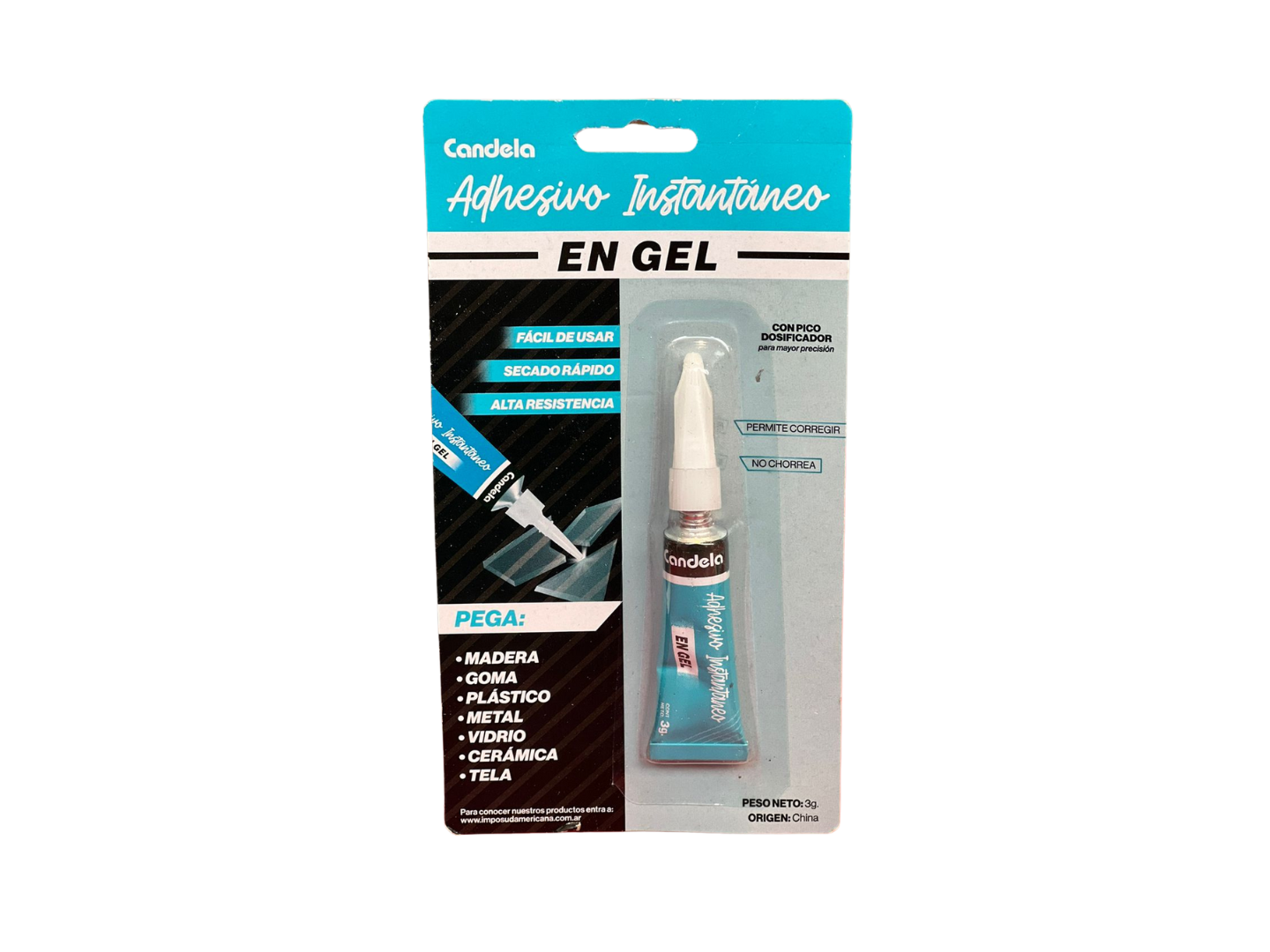 ADHESIVO INSTANTANEO GEL CANDELA - POTE 2G TIRA X6 UNIDADES