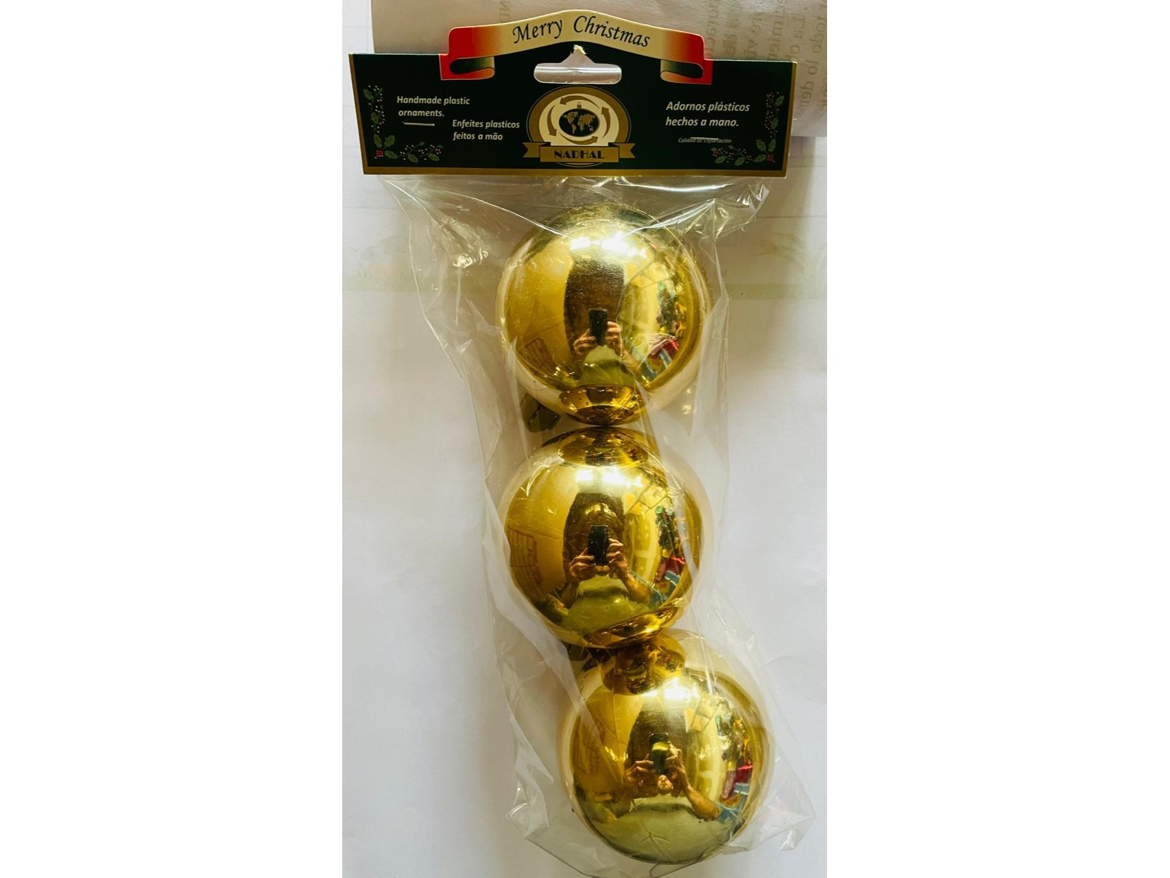 NAVIDAD GLOBO LISO BRILLANTE 70MM X3 - COD. 307