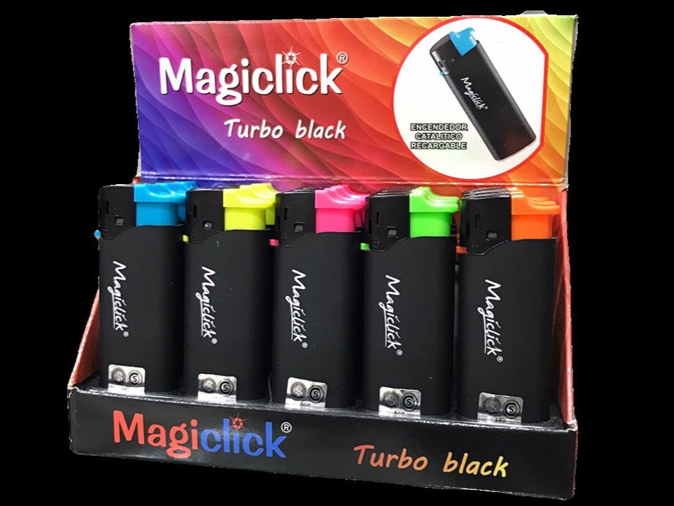 ENCENDEDOR MAGICLICK - TURBO BLACK GOMA CATALITICO x15