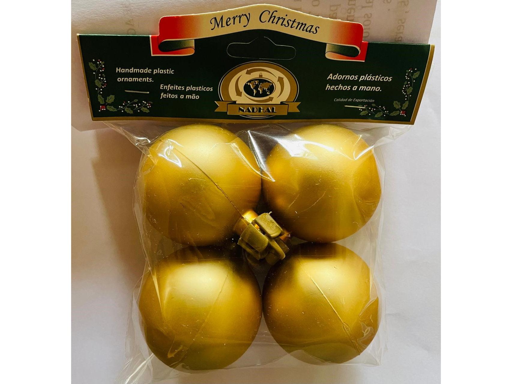 NAVIDAD GLOBO LISO SANTINADO 50MM X4 - COD. 502