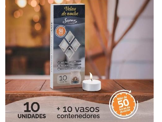 SAPHIRUS VELA DE NOCHE 10 UNIDADES