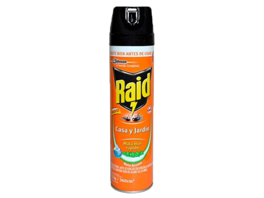 RAID INSECTICIDA AEROSOL 360CC CASA JARDIN