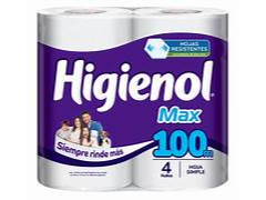 HIGIENICO HIGIENOL MAX 4X100M SIMPLE HOJA