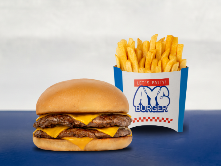 CHEESE BURGER + PAPAS