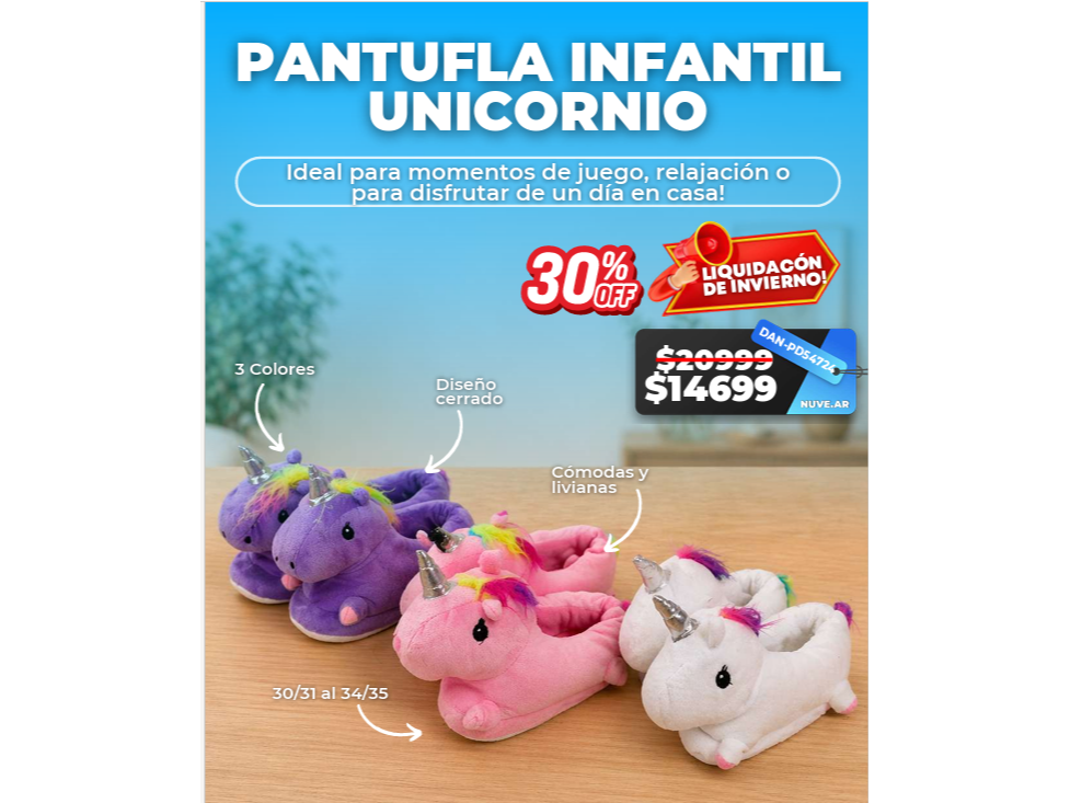 Pantuflas Cerradas Unicornio