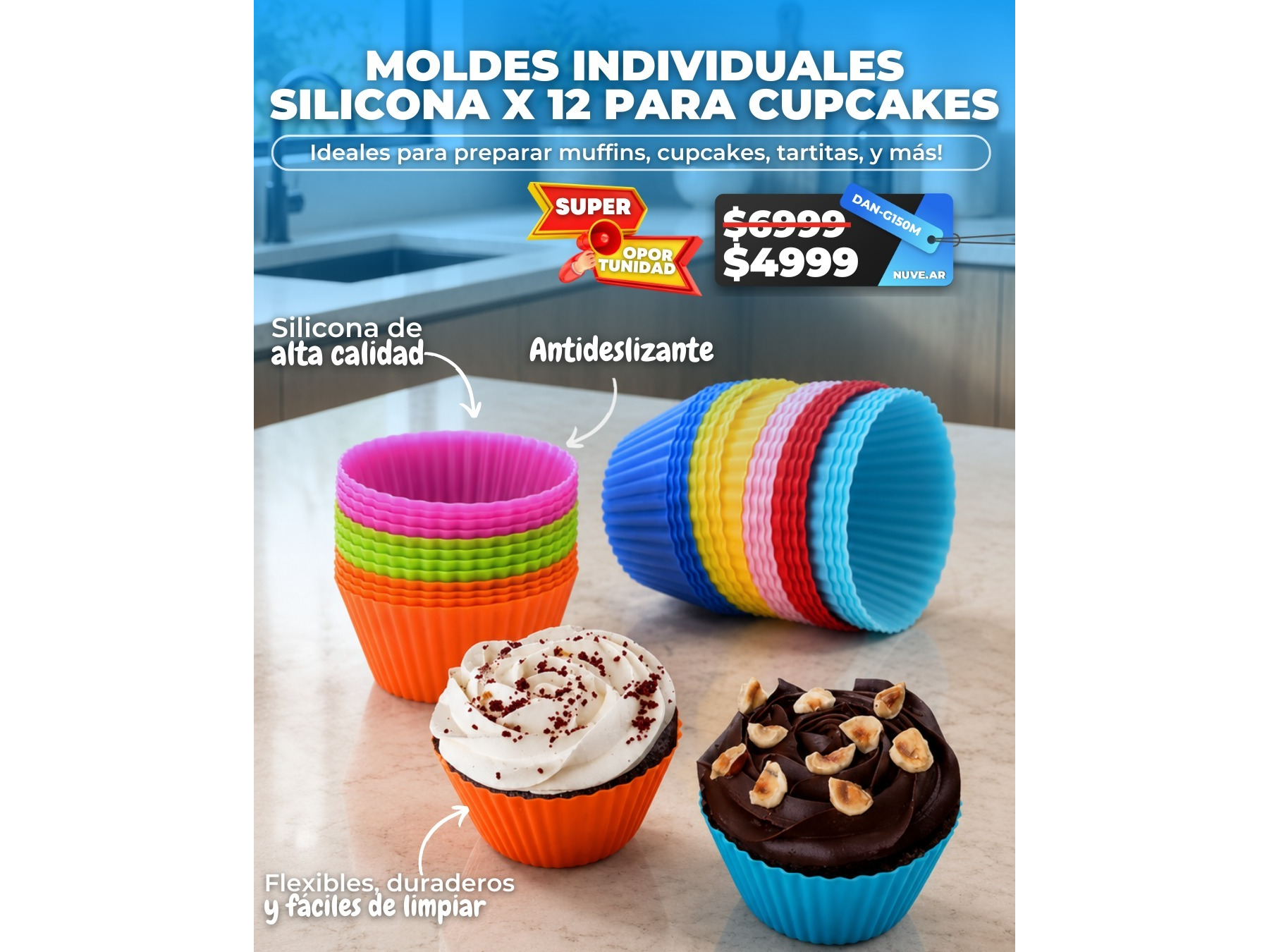 CUPCAKES DE SILICONA X 12 U