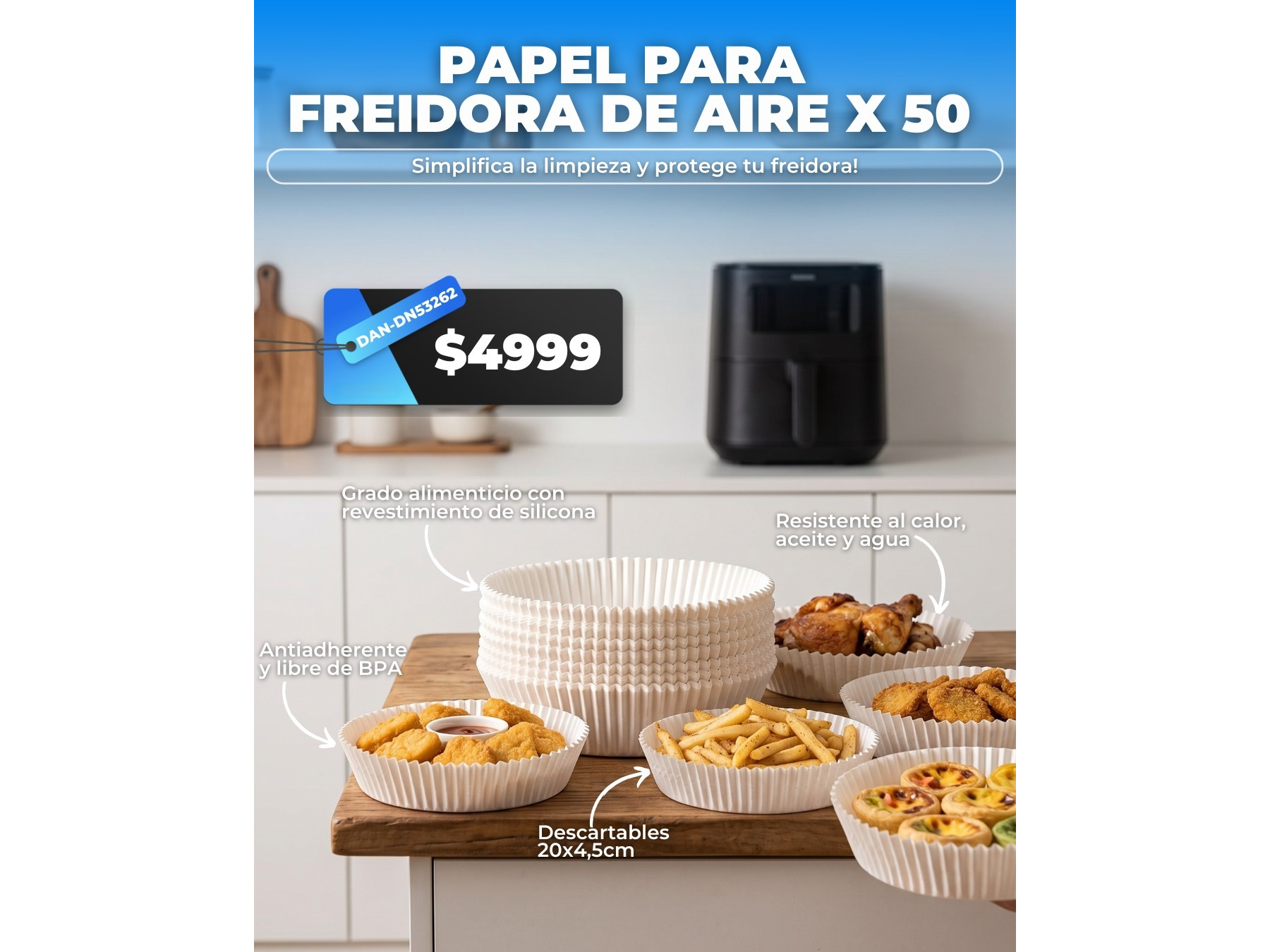 🍟 PAPEL PARA FREIDORA DE AIRE X 50