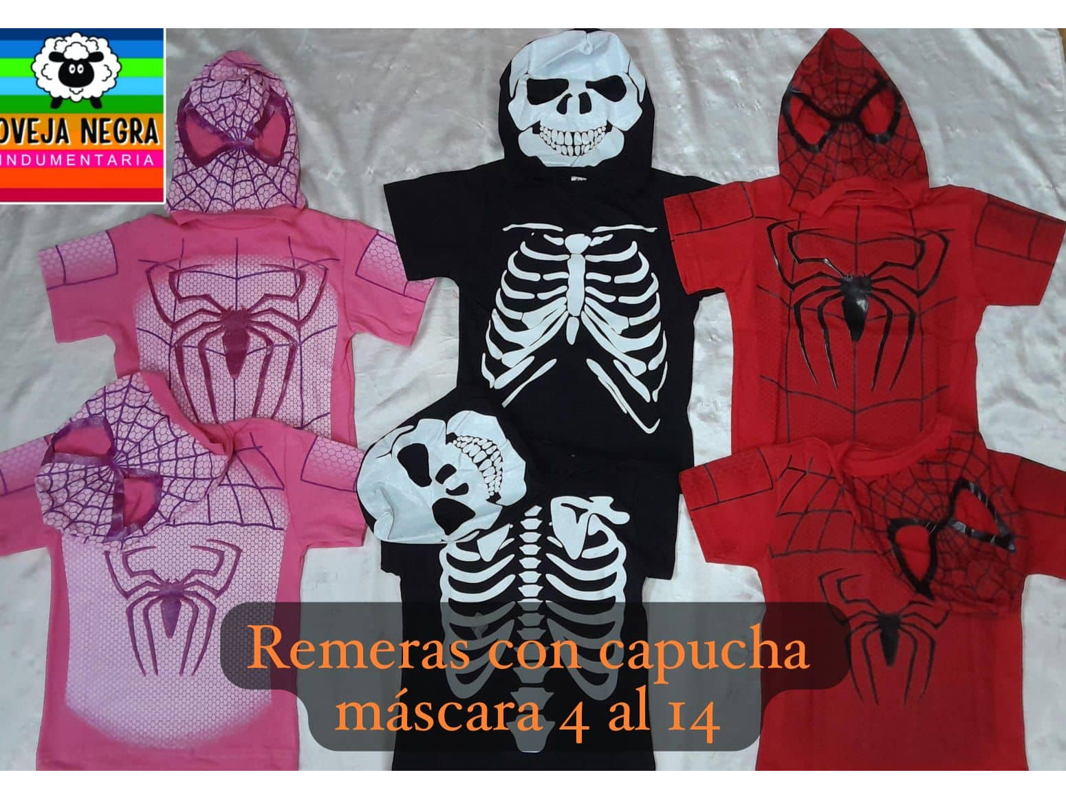 REMERA DE ARAÑA CON MASCARA ESPECIAL HALOWEEN.