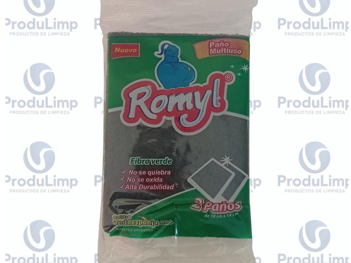 Esponja fibra verde "Romyl" x2u