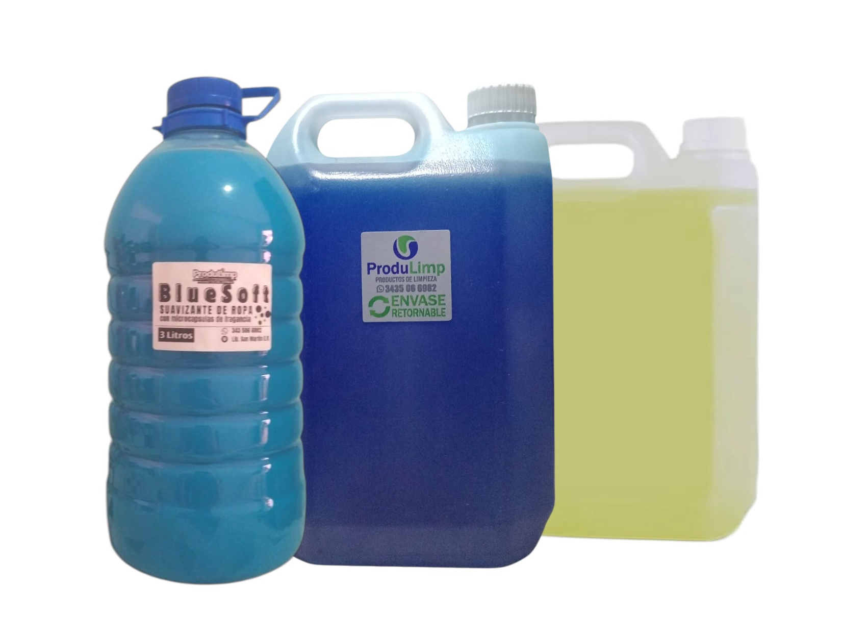 1x Jabon de ropa BluePrem - 5L // 1x Suavizante BlueSoft - 3L // 1x Lavandina - 5L