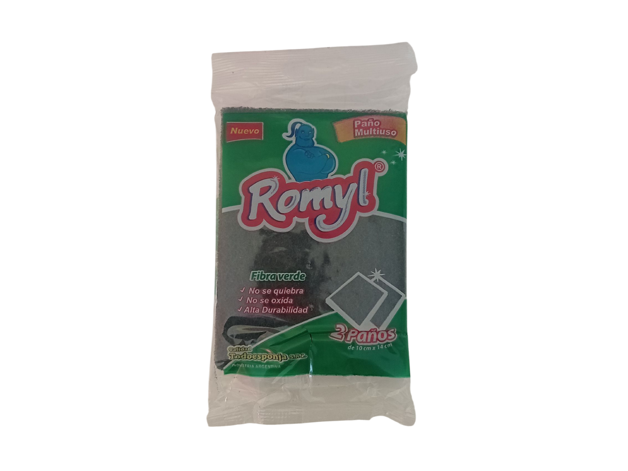 Esponja fibra verde "Romyl" x2u