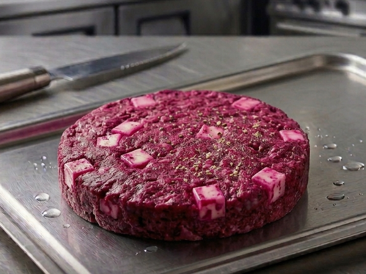 Remolacha, cebolla salteada y queso