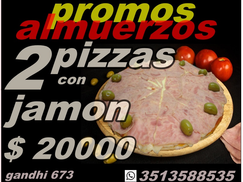 2 pizzas con jamon