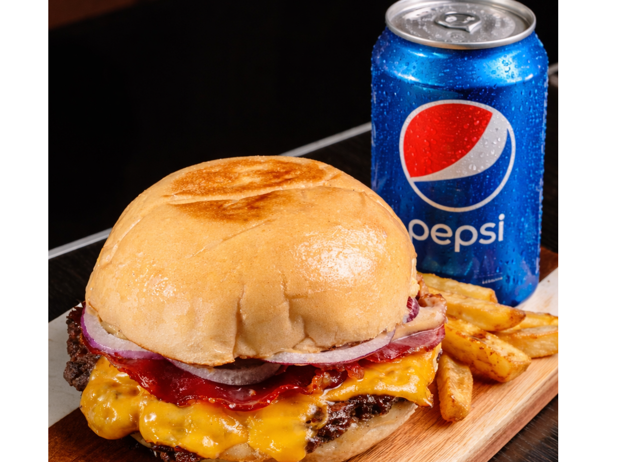 Clásica  simple + papas + lata