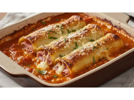 CANELONES DE JAMON Y MUZZARELLA