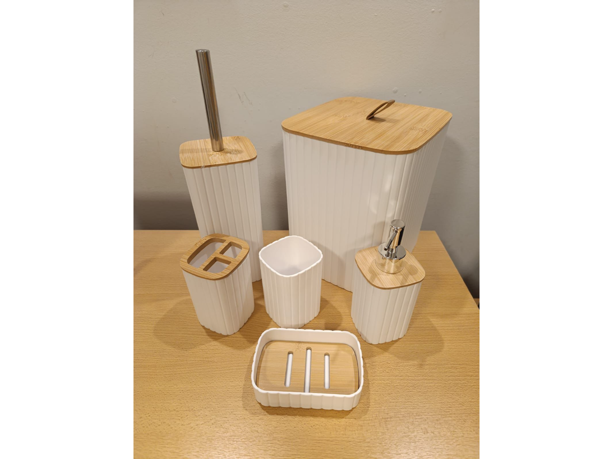 Set de Baño Premium 6 Piezas Tipo Bamboo