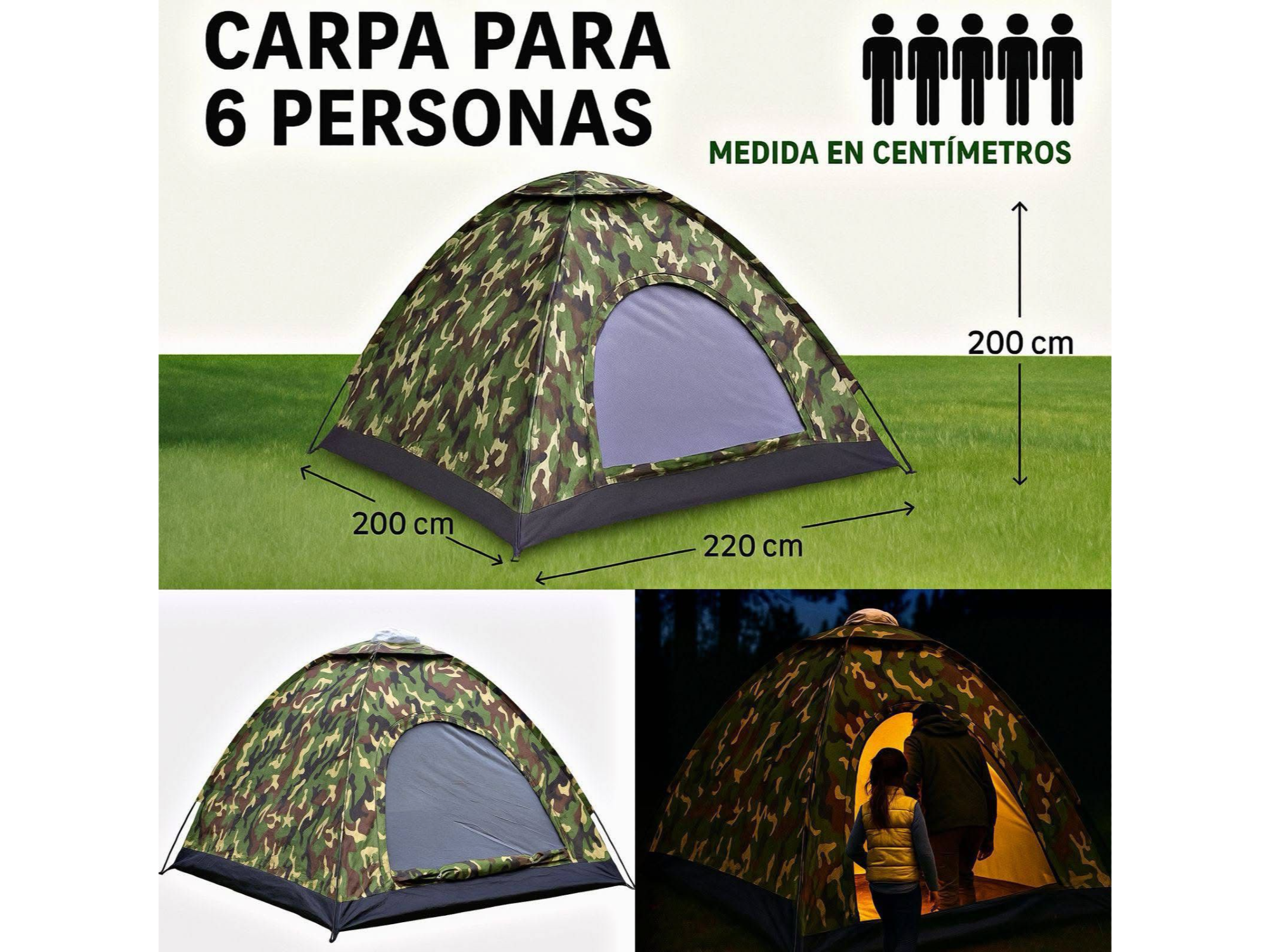 Carpa Camuflada para 6 Persona