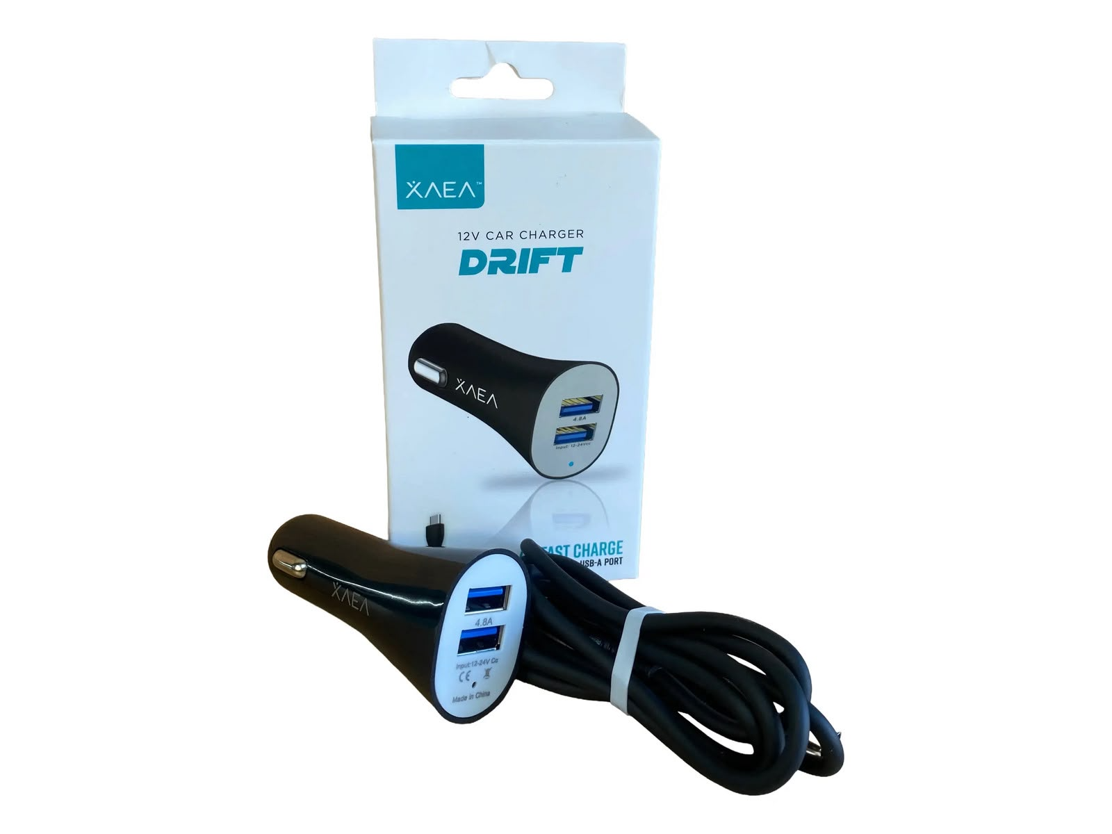 CARGADOR AUTO XAEA DRIFT 12V DOBLE USB 4.8A CARGA RAPIDA