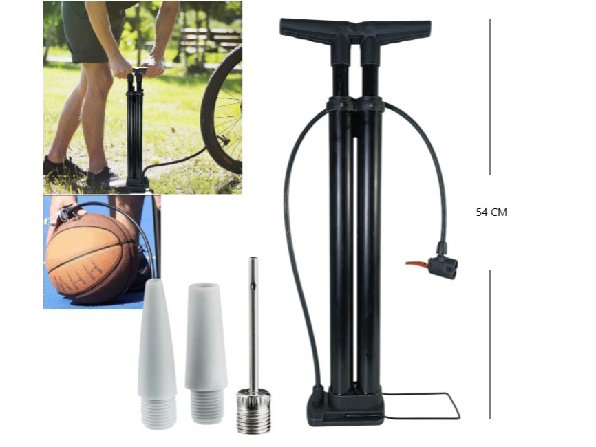 INFLADOR DE PIE DOBLE FOOT PUMP PARA BICI PELOTAS ETC