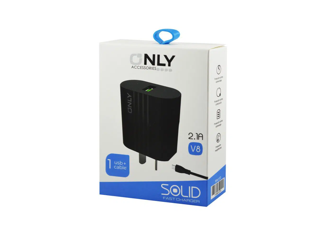 CARGADOR V8 SOLID 1 USB + CABLE - ONLY