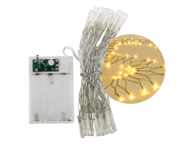 GUIRNALDA 50 LEDS A PILA CALIDA