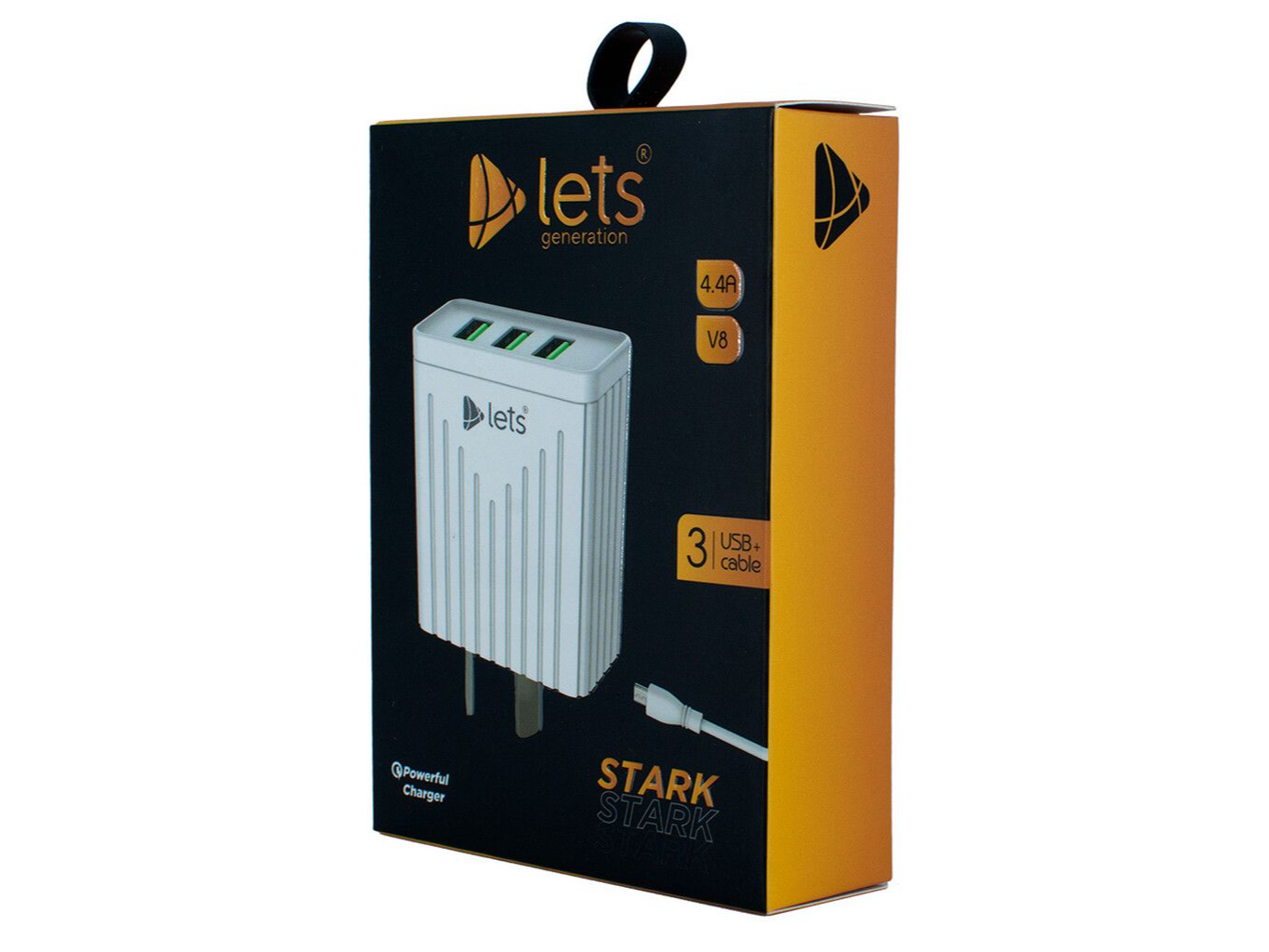 CARGADOR 220V LETS MOD08 – 4,4 A – 3 USB + CABLE V8