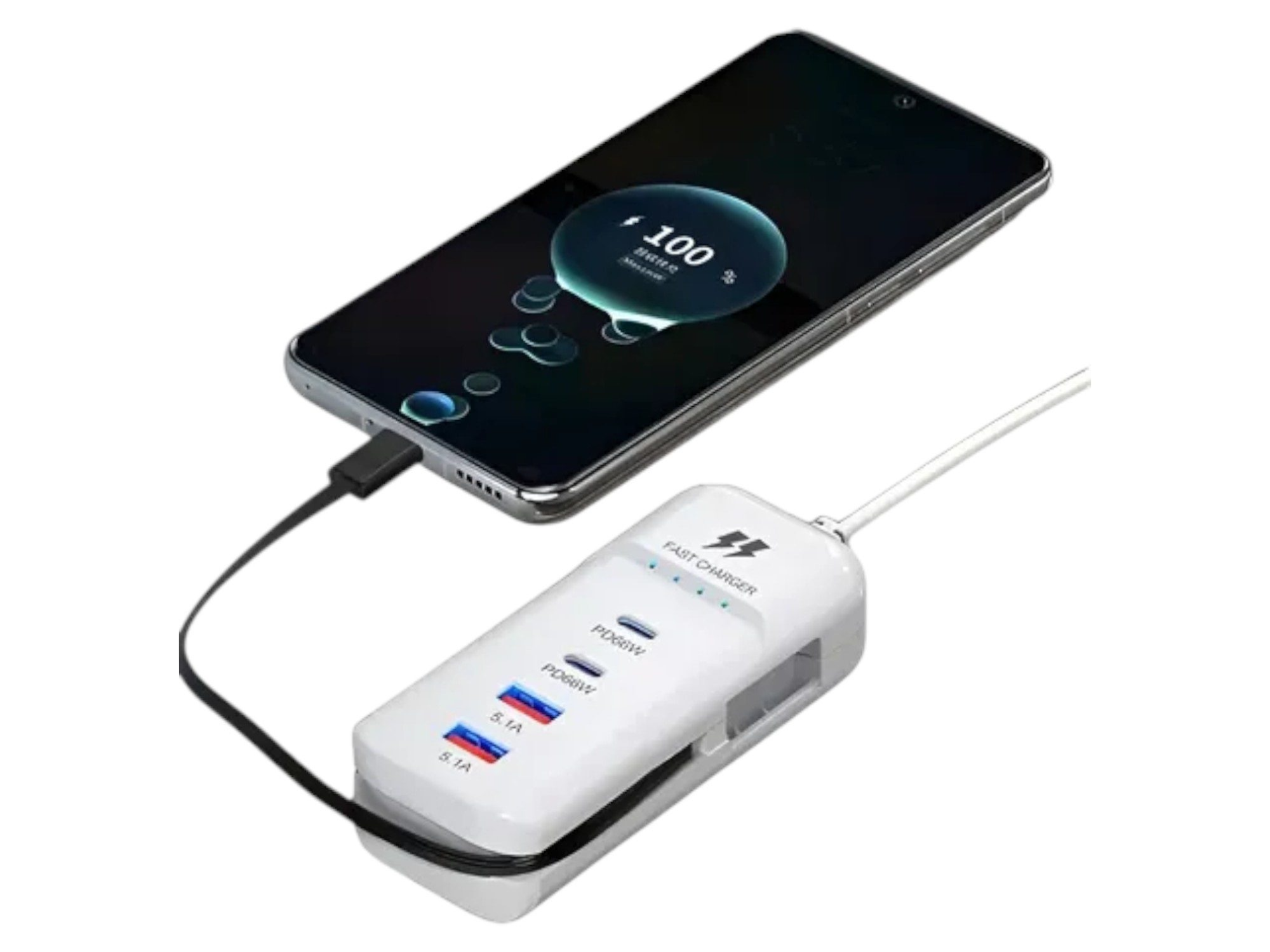 ZAPATILLA RACK CHARGER 66W 2 USB + 1 TIPO C 5.1A