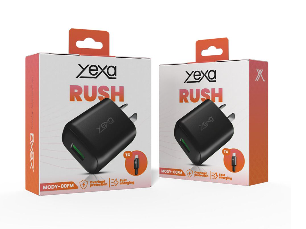 CARGADOR 220V 4.8A RUSH- YEXA  1USB + CABLE TIPO C