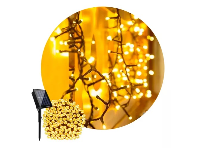 GUIRNALDA SOLAR 100 LEDS LINEAL CALIDA