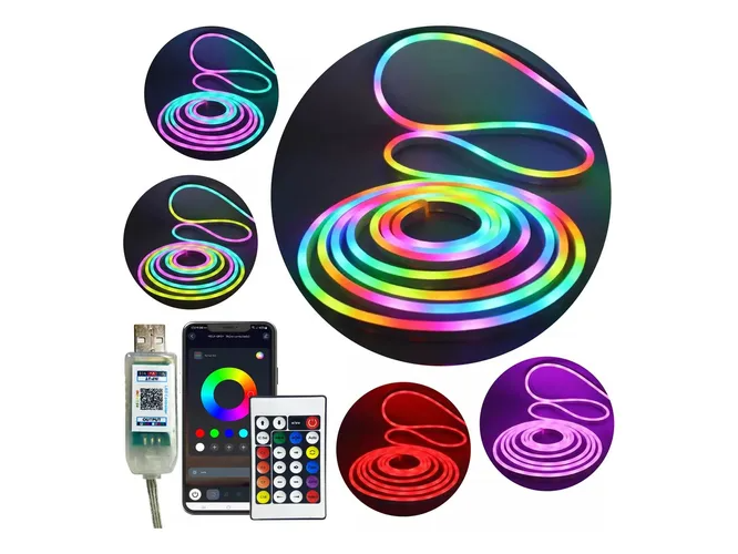 TIRA LED NEON AUDIORITMICA RGB 5M USB CON CONTROL Y APP