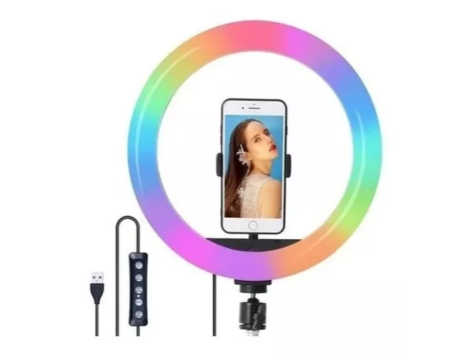 ARO FLASH LED SELFIE RGB 26CM SIN TRIPODE MJ26