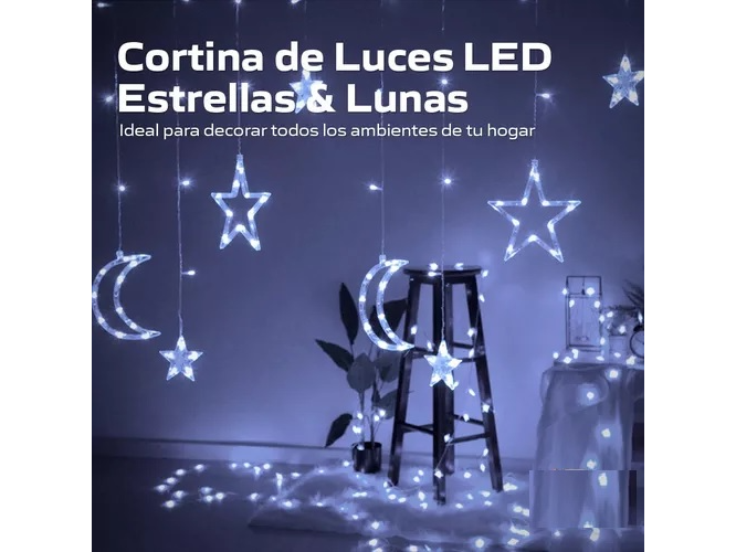 CORTINA LED ESTRELLA Y LUNA