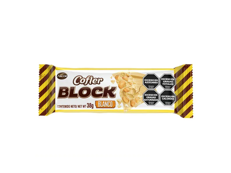 Block 38gr chocolate blanco con maní
