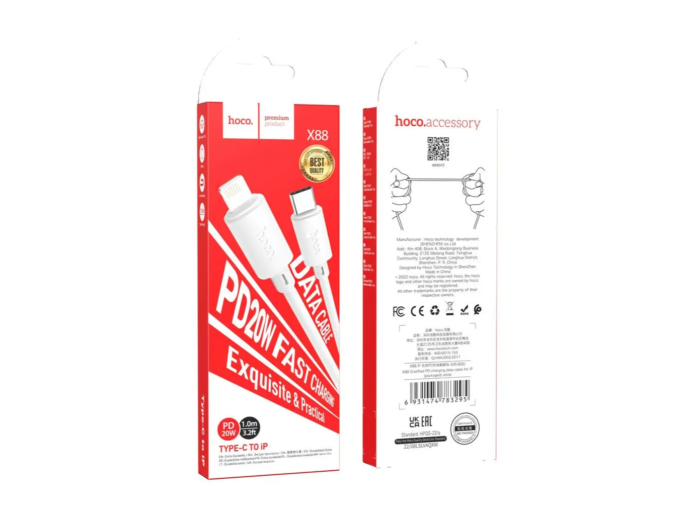 Cable Hoco Tipo C a Lightning x88