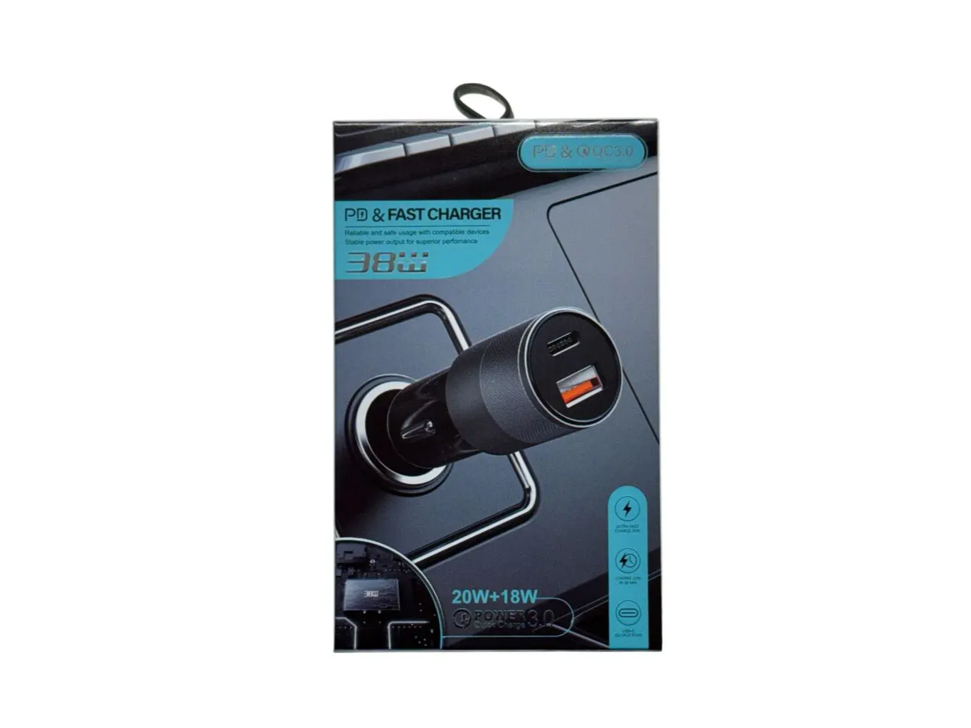 Cargador de Auto 15w PD + Usb A