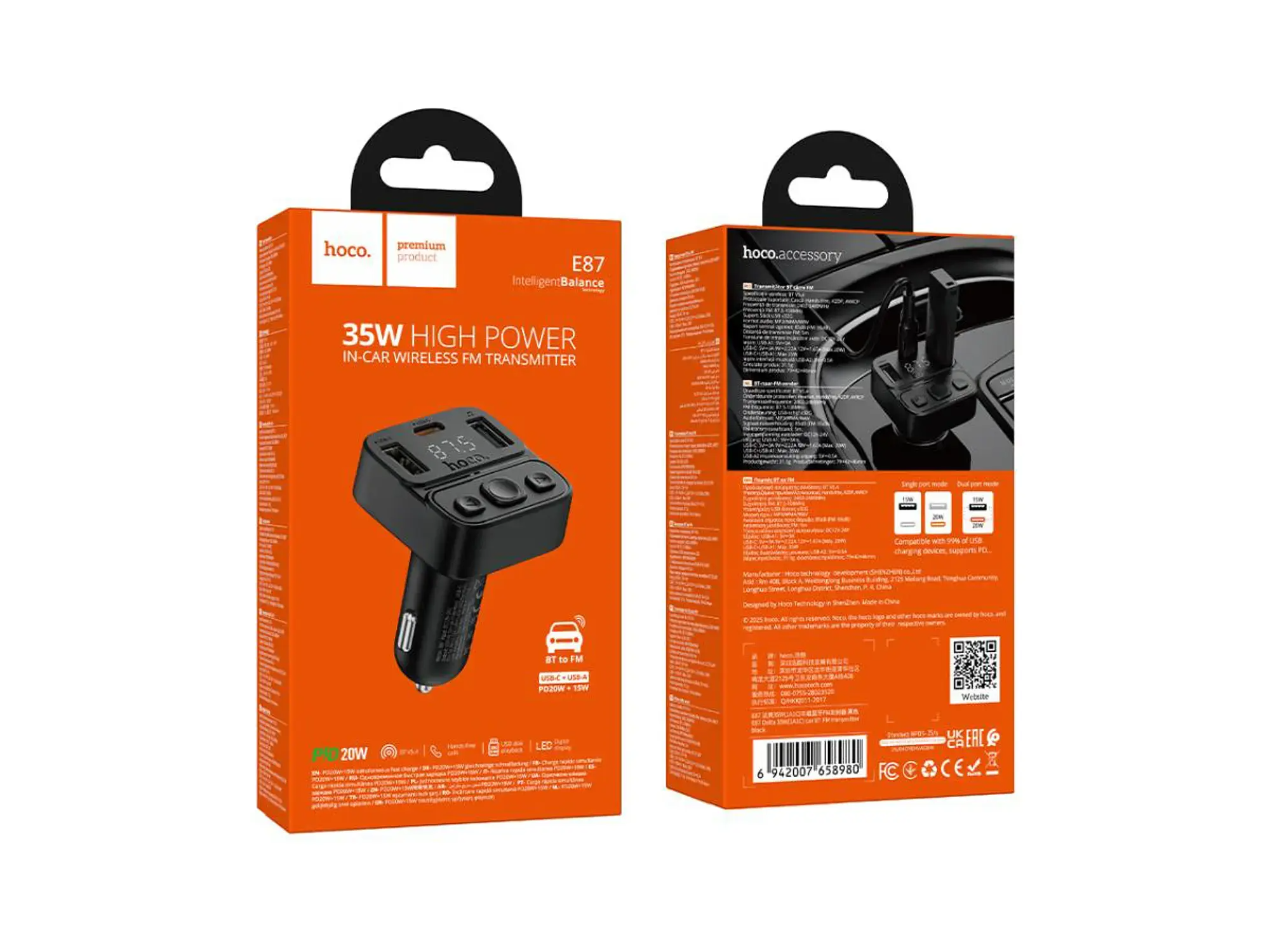 Cargador de Auto transmisor FM 35W - Hoco