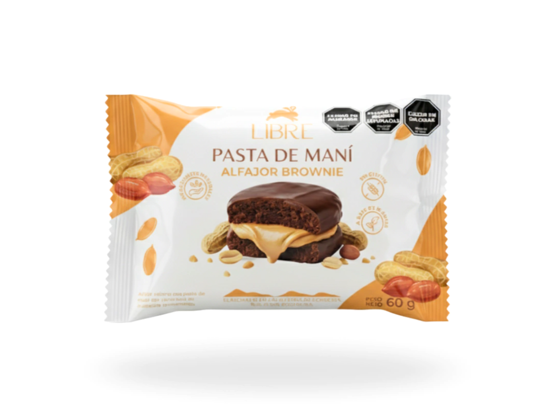 ALFAJOR Brownie PASTA de MANÍ 60gr Caja x 12uds.
