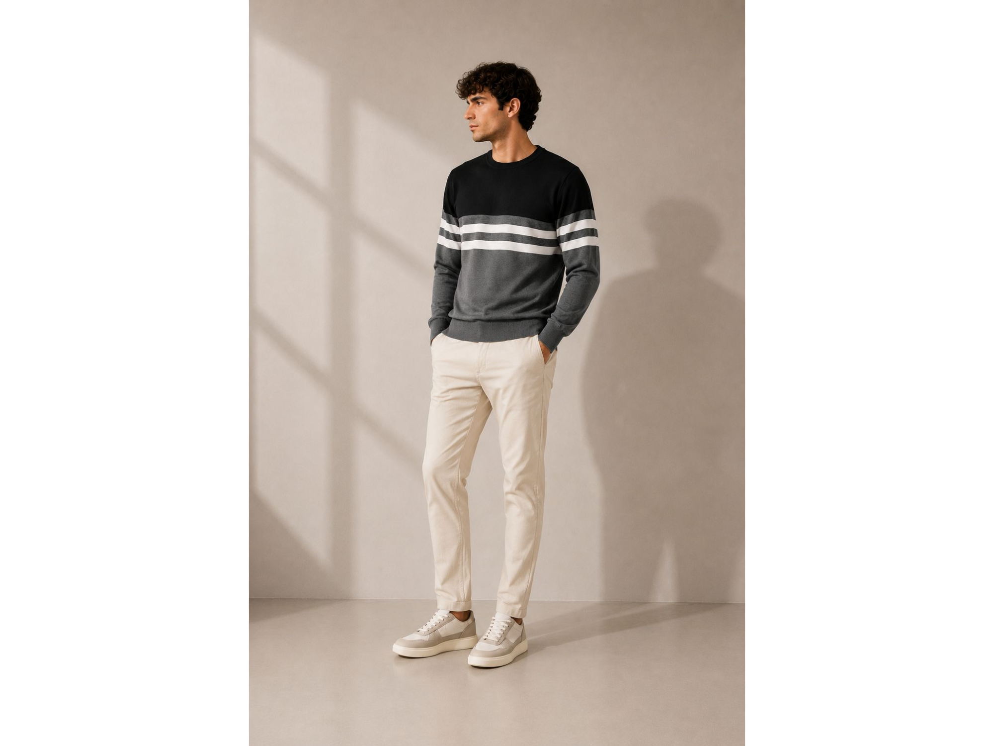 Sweater Rayado Negro 5719