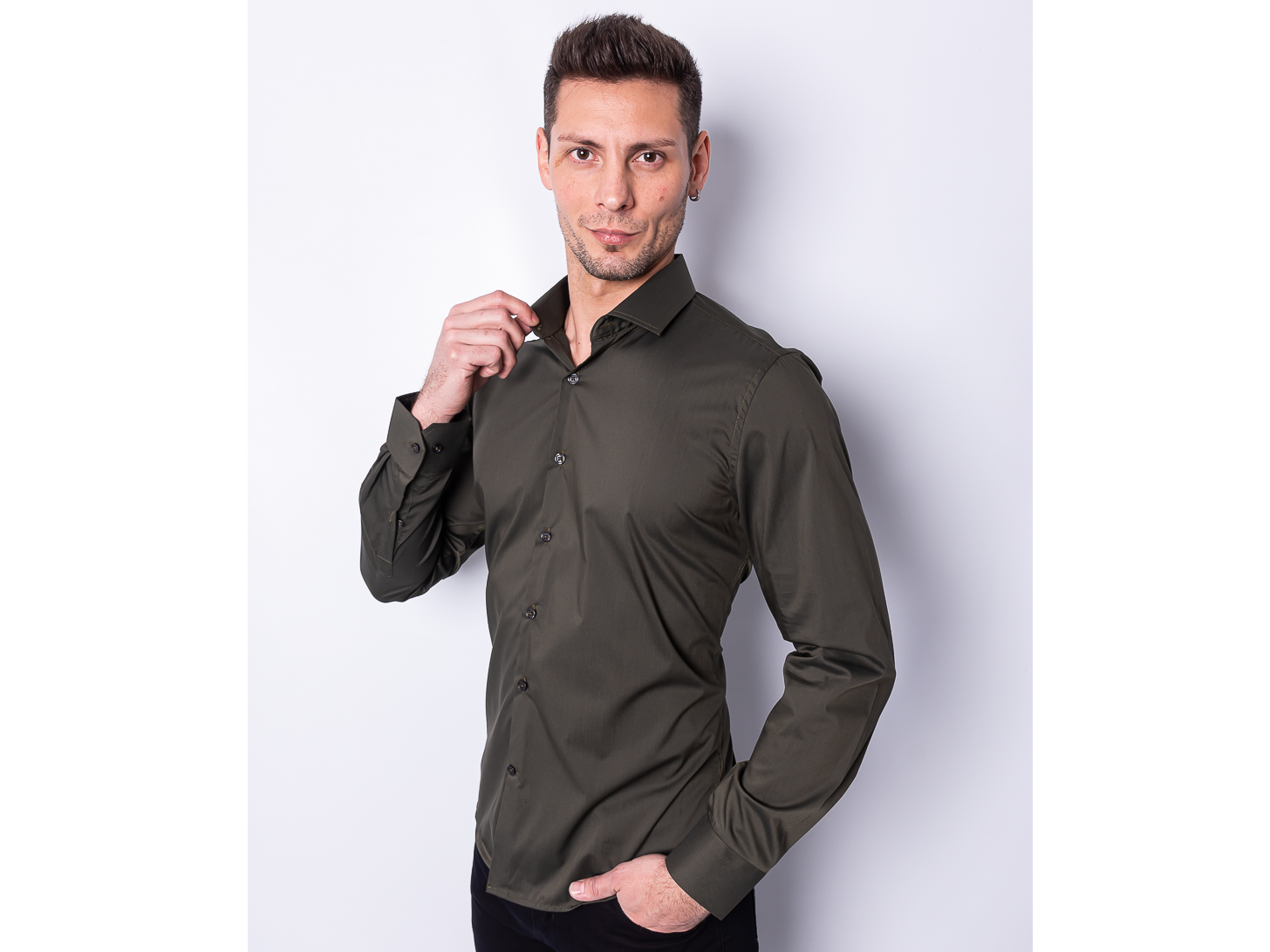 Camisas de Vestir Verde Militar