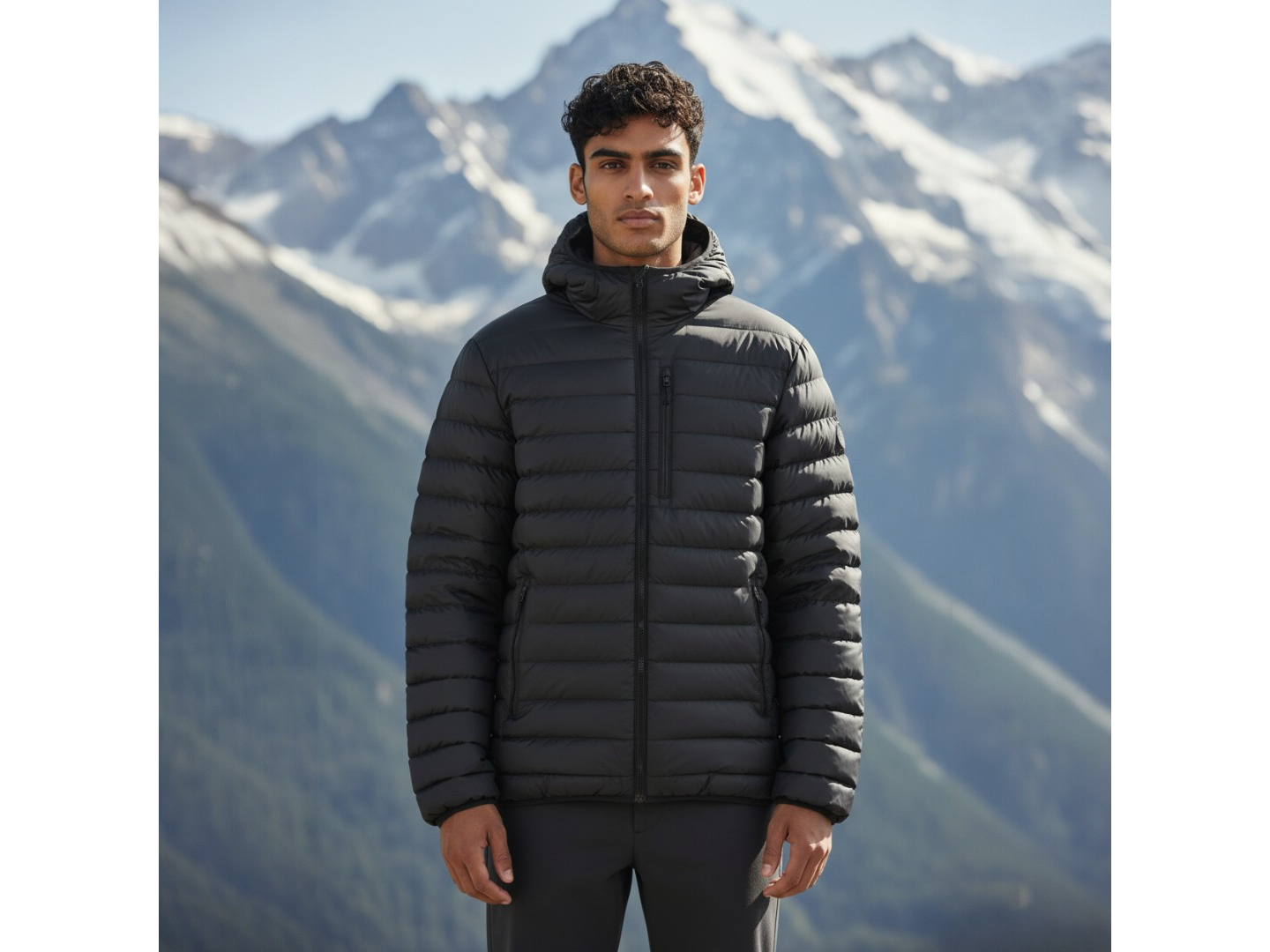 Campera Importada tipo Uniclo con abrigo Negro