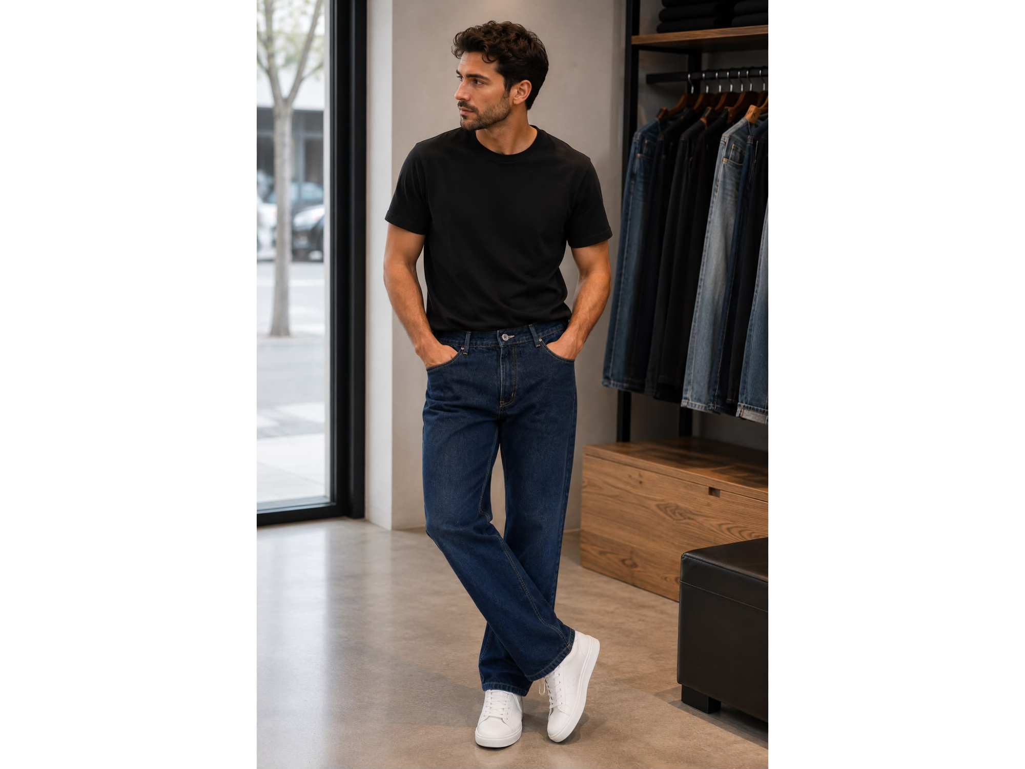 Jeans recto azul