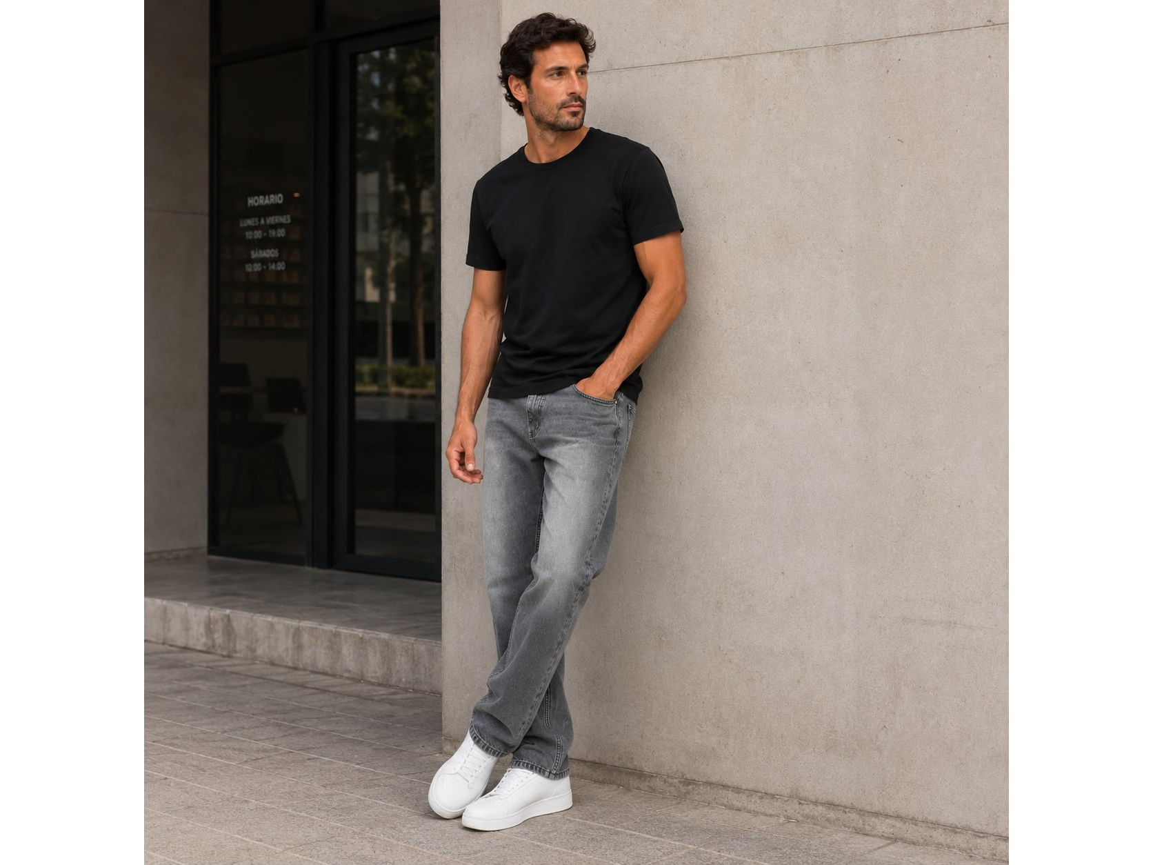 jeans recto gris localizado