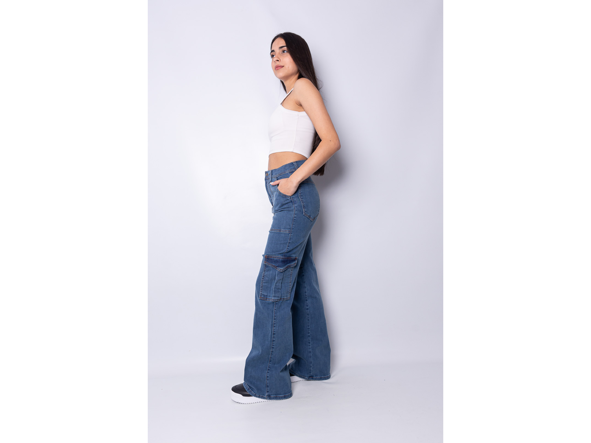 Wide Leg Cargo Carpintero Celeste