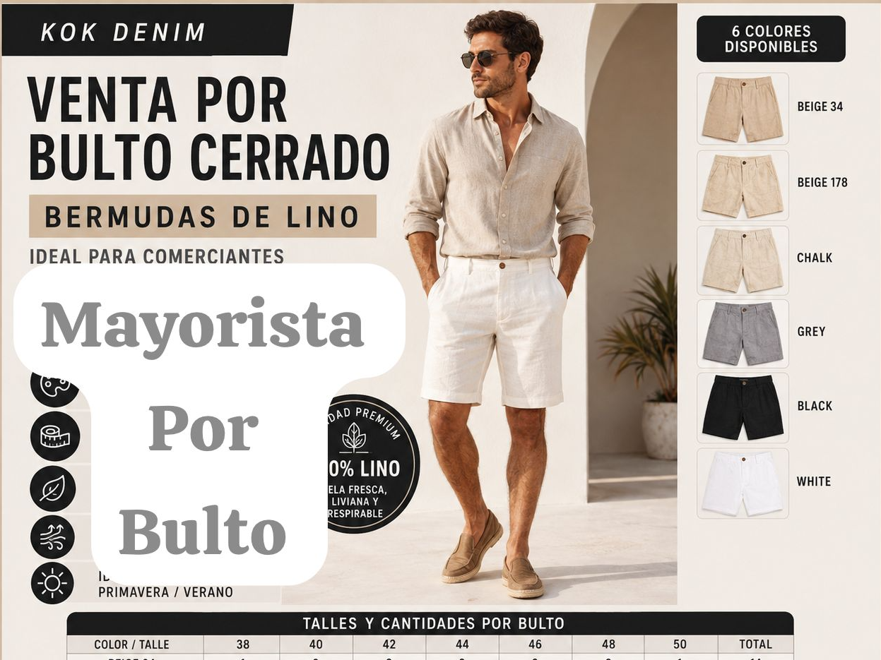 BERMUDA DE LINO "BULTO MAYORISTA X 84 UNIDADES "